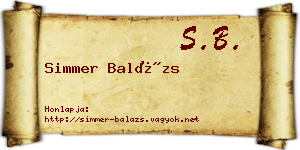 Simmer Balázs névjegykártya